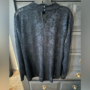 Lane Bryant Black Lace Mock Neck Top Size 18/20